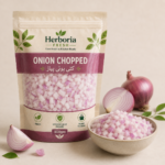 Herboria Fresh chopped onion 500g pouch with fresh diced red onion and whole pyaz