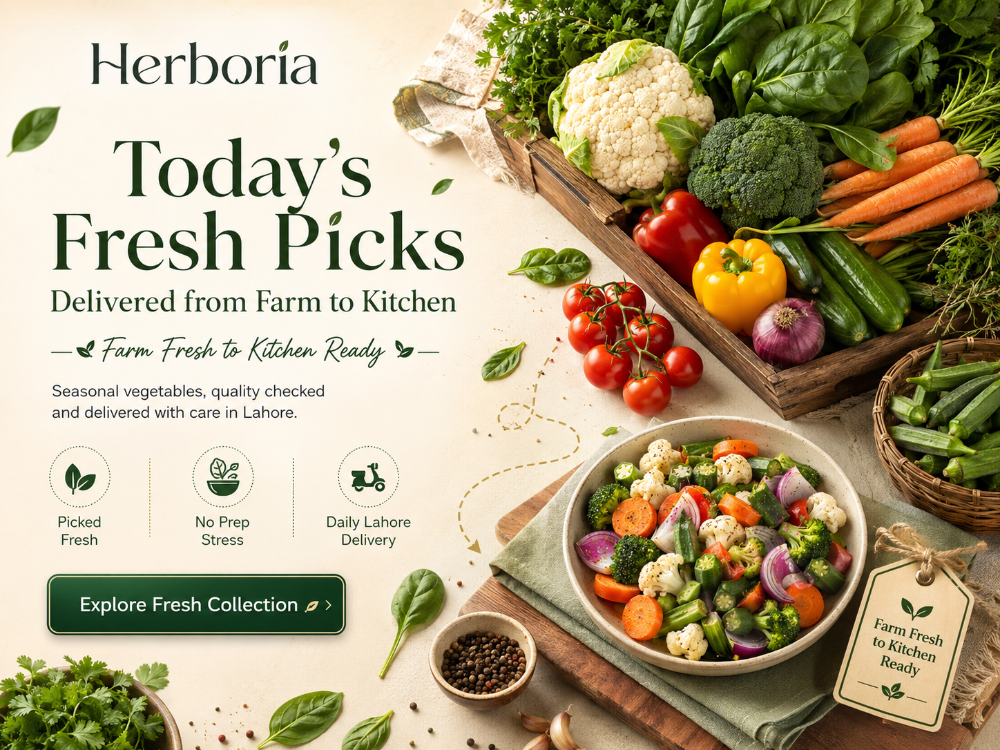 Herboria Fresh ready-to-cook vegetables in Lahore