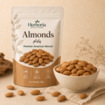 Herboria Premium American Badam Giri served as a dry fruit snack