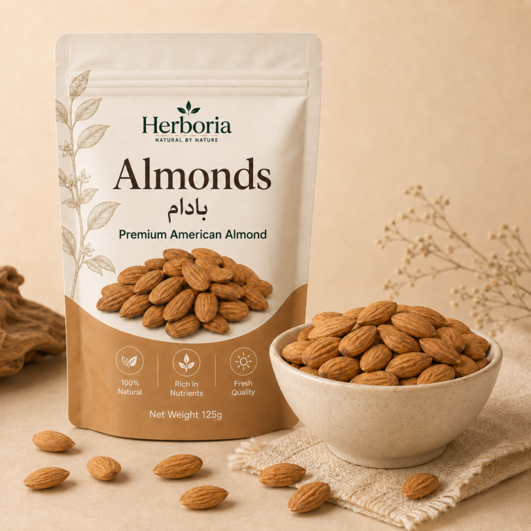 Herboria Premium American Badam Giri served as a dry fruit snack
