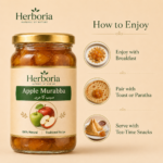 Herboria Apple Murabba texture with soft apple pieces and sweet syrup