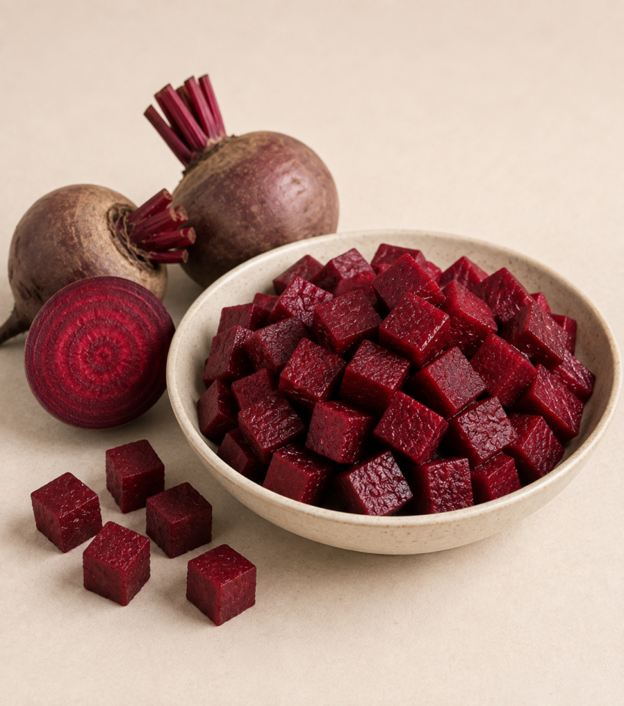 Fresh Beetroot Chukandar used for Herboria cube-cut vegetables
