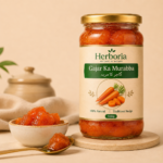 Fresh carrots and ingredients used in Herboria Gajar Ka Murabba