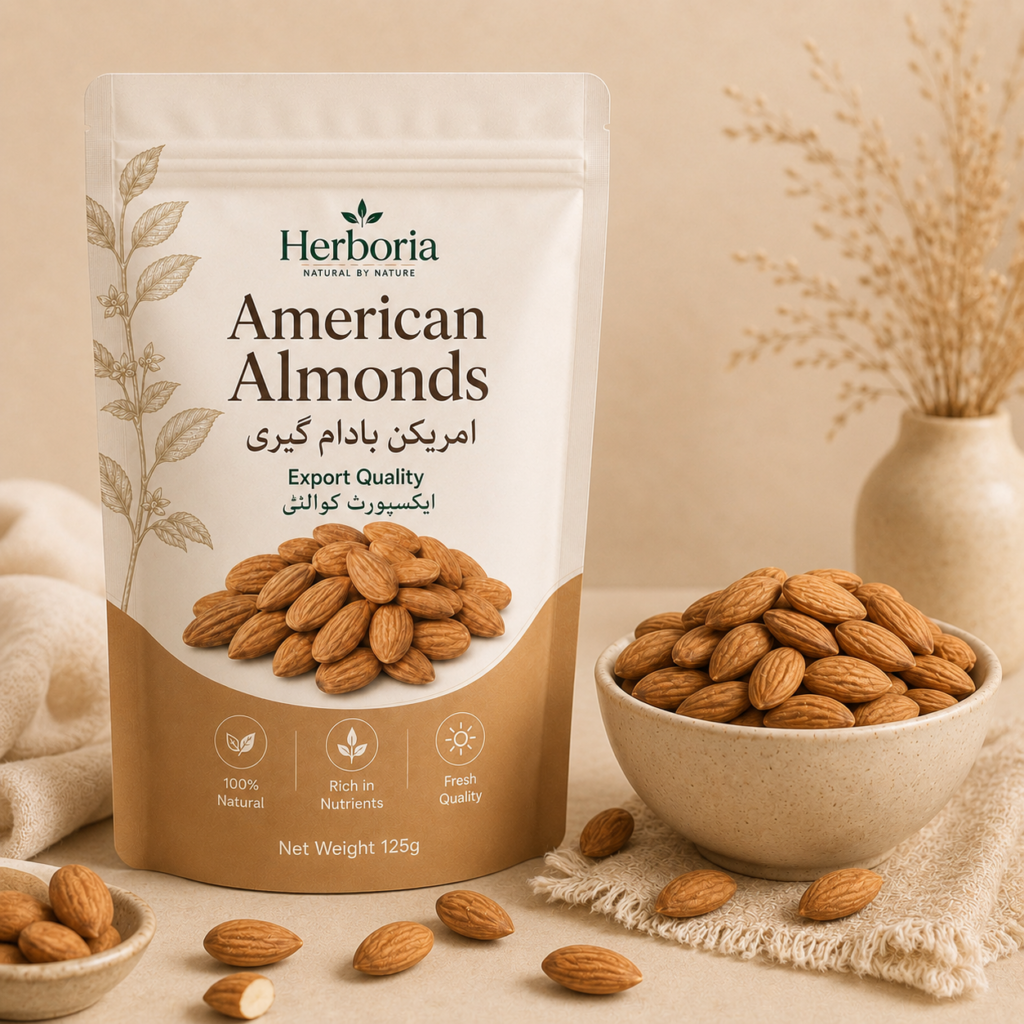 Close-up texture of Herboria Export Quality American Almonds
