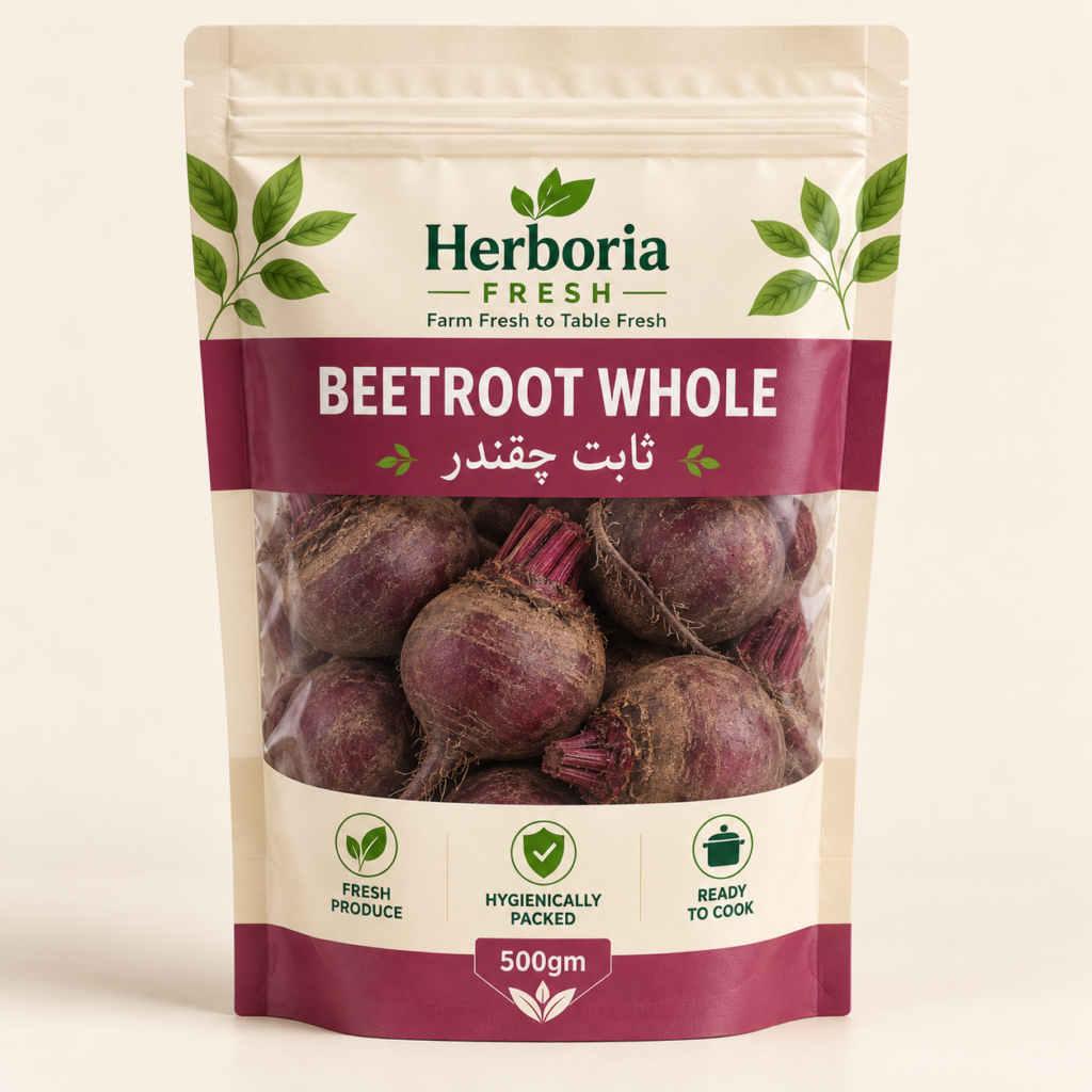 Herboria Fresh Beetroot Whole 500g hygienically packed fresh chukandar pouch