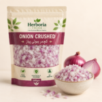 Fresh crushed onion pyaz in ceramic bowl on cream background ready for cooking