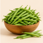 Herboria Fresh French Beans Whole 500g pouch with fresh green beans in bowl