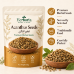 Back side packaging of Herboria Acanthus Seeds 125g with ingredients usage and storage details