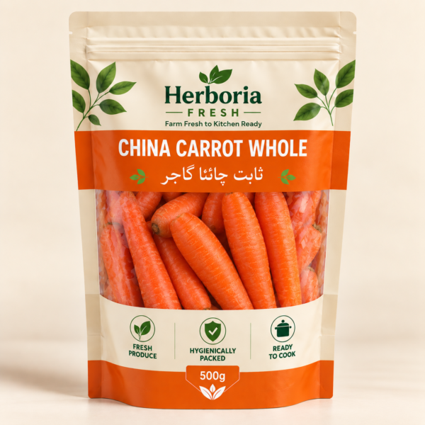 Herboria Fresh China Carrot Whole 500g hygienically packed fresh orange gajar ready to cook