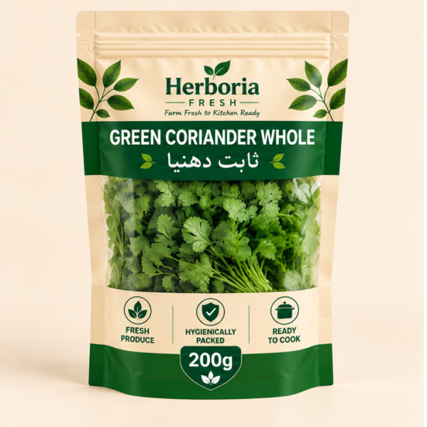 Herboria Fresh Green Coriander Whole 200g hygienically packed fresh hara dhania