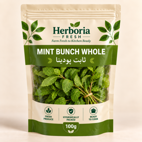 Herboria Fresh Mint Bunch Whole 100g hygienically packed fresh pudina leaves