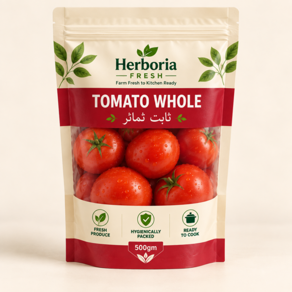 Herboria Fresh Tomato Whole 500g hygienically packed fresh red tamatar ready to cook